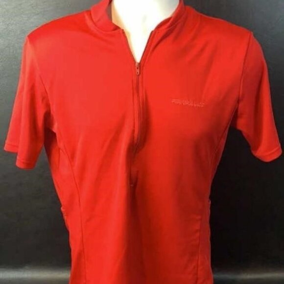 BOGO Performance Cycling Jersey EUC Mens Sz M Vibrant RED for safety! - Picture 1 of 6